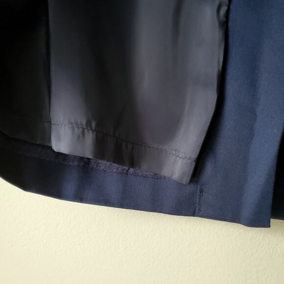 VTG Talbots Classic Stretch Cotton Pencil Skirt 12 Navy Blue Gold Neutral Career - Picture 3 of 11